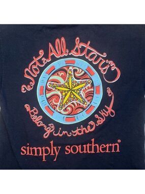 NWOT Adult Unisex Small Simply Southern SS Black TShirt Starfish